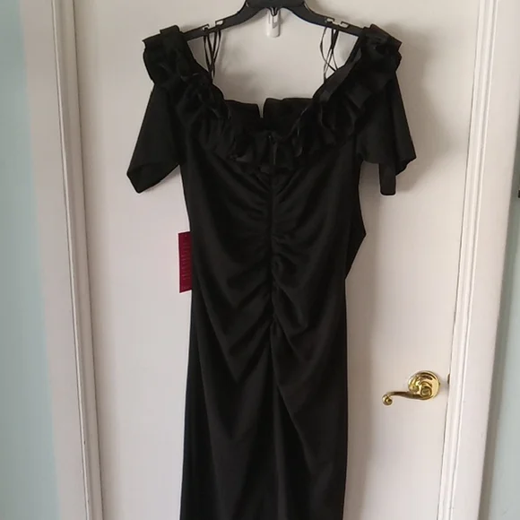 Xscape Elegant Black Midi Dress NWT Size 18W Off-Shoulder - Picture 5 of 11